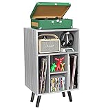 WASAIT Record Player Stand, Turntable Stand with Vinyl Record Storage, Record Table with Storage and