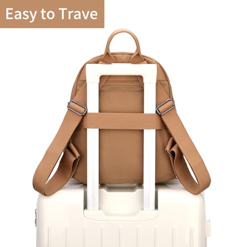 Image of Tanweibago Mini Nylon Women Backpacks,11L Small Ladies backpacks Casual Lightweight Women Shopping Travel Daypack (Z1-camel)