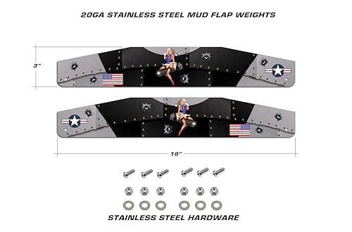 Image of Universal Mud Flap Splash Guard Stainless Steel Weights for Semi Trailer Trucks - 3 inch x 18 inch - 2 Piece Set - Subdued (T-Bomber (Black Color))