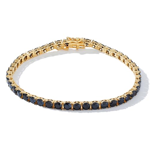 JTV 12.07 CTW Black Spinel Tennis Bracelet for Women in 18k Yellow Gold Over Sterling Silver - Elegant August Birthstone Jewelry - Sophisticated Gift for Her - Trendy Gold Bracelet for Everyday or Special Occasions