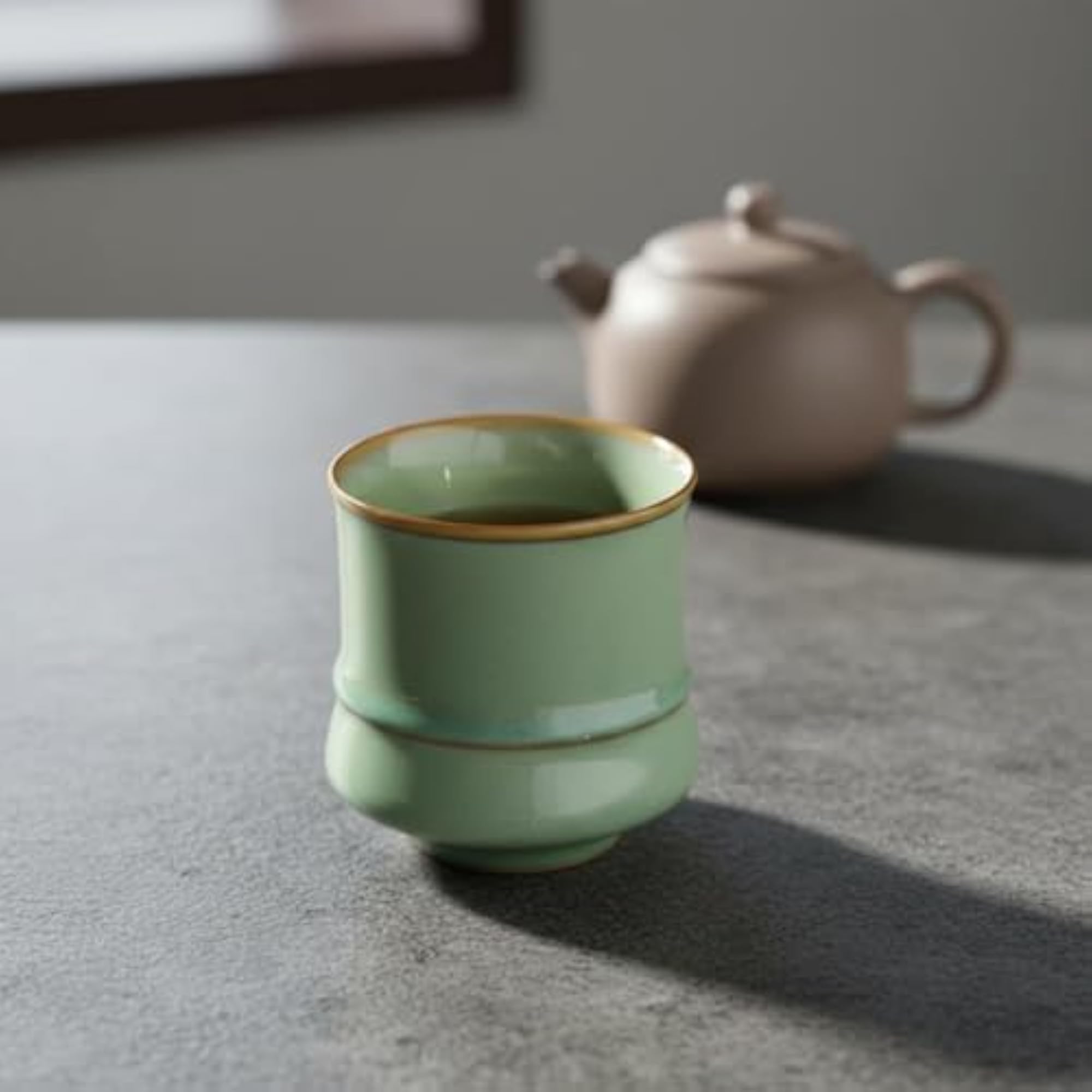Polished Glaze Bamboo Joint Design Teacup
