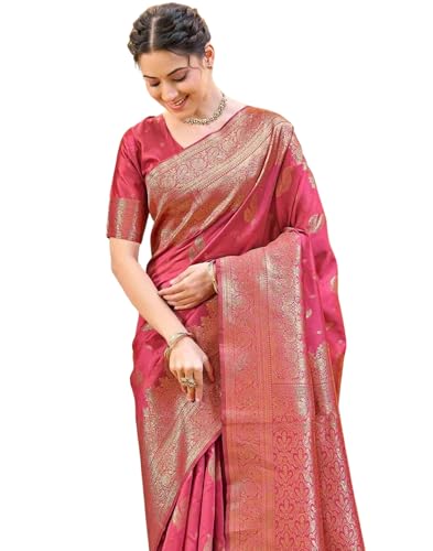 Image of SIRIL Women's Silk Jacquard Banarasi Saree With Unstitched Blouse Piece