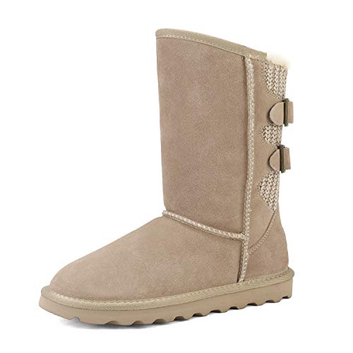 DREAM PAIRS Women's Sand Faux Fur Mid Calf Fashion Winter Snow Boots Size 9 M US Sweaty-Buckle