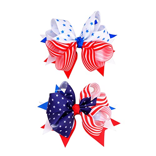 Pinzas para cabello con moño patriótico USA para niñas miniatura 1