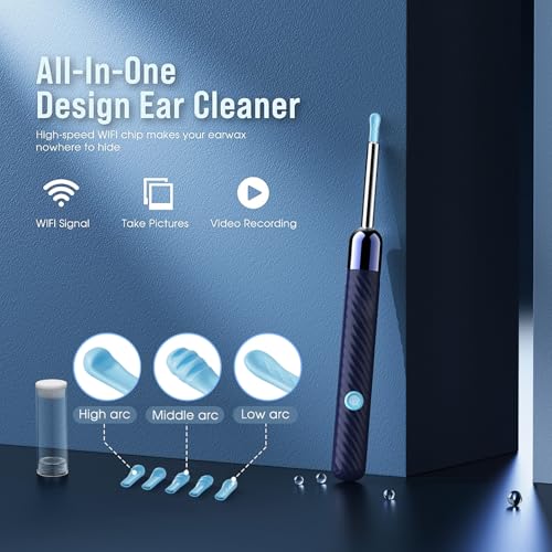 Image of LEIPUT Ear Wax Removal - Earwax Remover Tool with 7 Pcs Ear Set - Ear Canal Cleaner with 1080P Camera - FSA HSA Eligible - Ear Cleaning Kit with 6 Ear Spoon - Ear Camera for iOS & Android (Blue)
