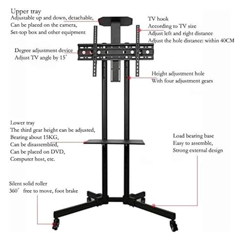 Soporte móvil para TV con ruedas ajustable en altura miniatura 3