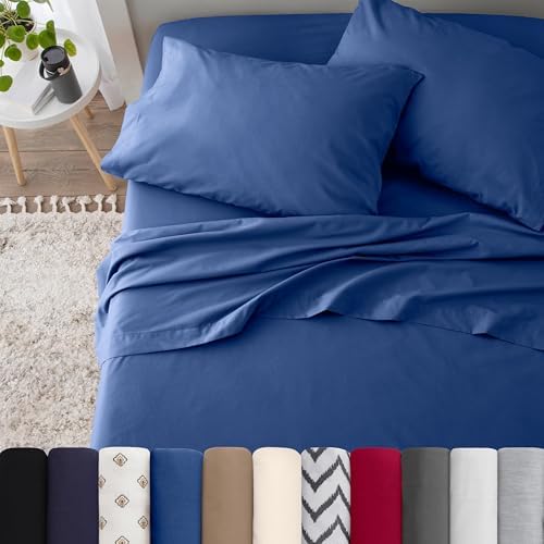 4 Piece Full Bed Sheets Set | Full Bed Sheets – Light Weight, Soft Breathable Sheets | Brushed Cotton Rich Blend | Secure-Fit, Wrinkle Resistant, Durable, Easy Care Bed Sheets | Comfy Sheets - Thumbnail 3