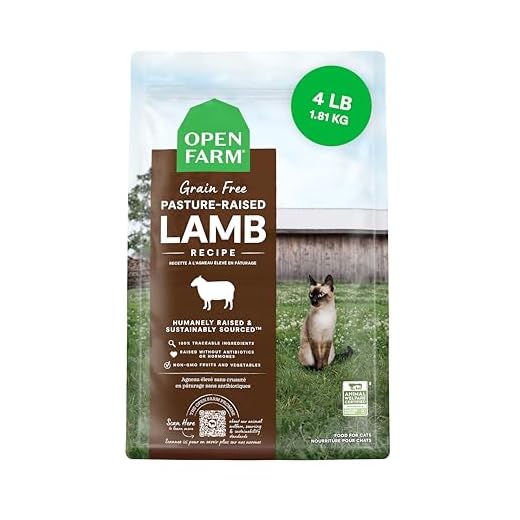 Open Farm Pasture-Raised Lamb Grain-Free Dry Cat Food, Humanely Raised Lamb Recipe with Non-GMO Superfoods and No Artificial Flavors or Preservatives, 4 lbs