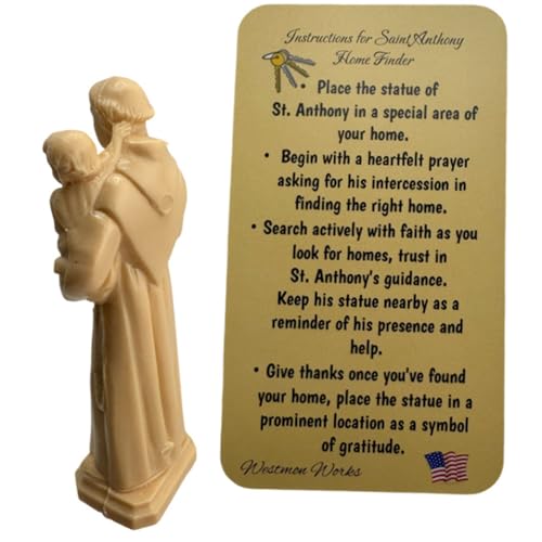 Estatua San Antonio para encontrar hogar con tarjeta de oración miniatura 3