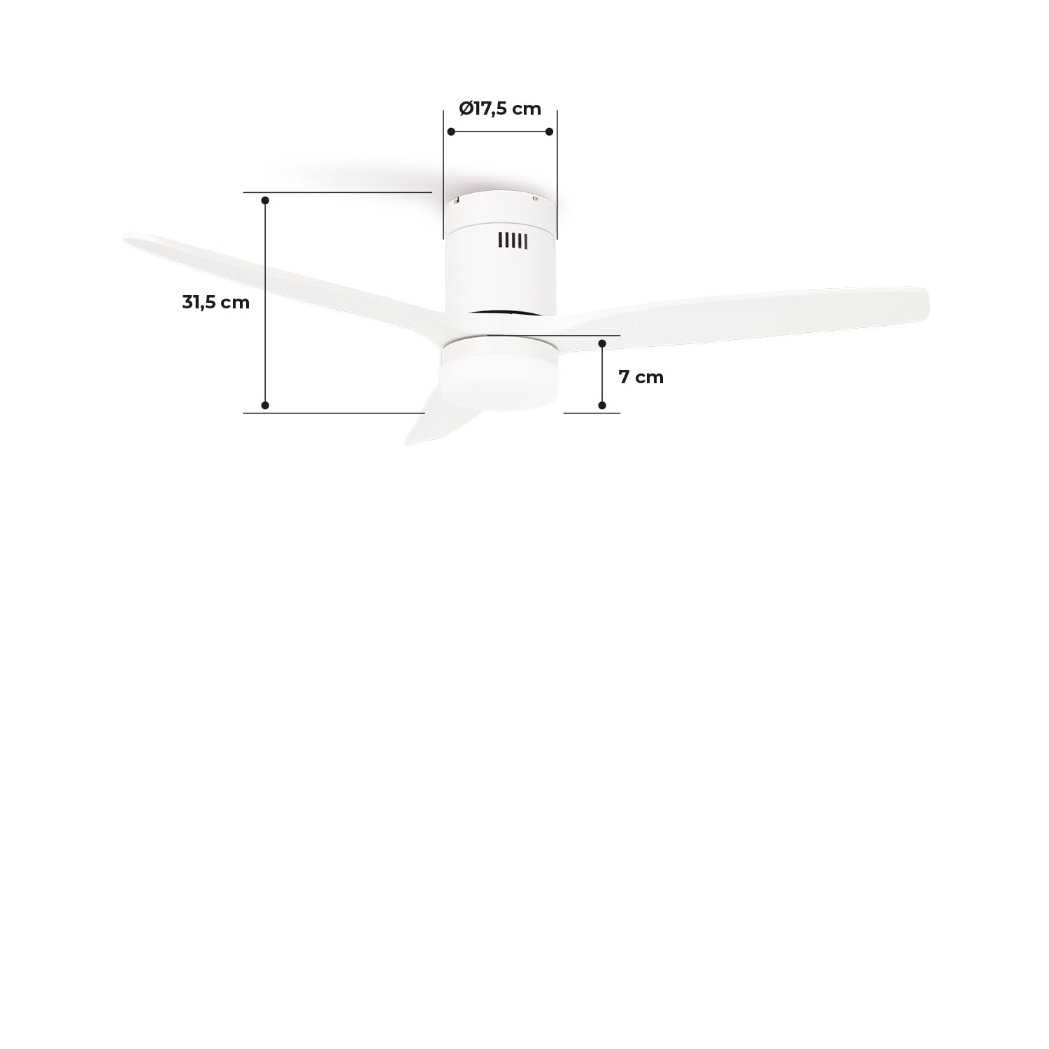 CREATE / WINDCALM M/Deckenventilator ABS mit Beleuchtung Weiß mit Fernbedienung und Wandschalter / 40W, Leise, Ø132cm, 6 Geschwindigkeiten, Timer, DC-Motor, Sommer-Winterbetrieb