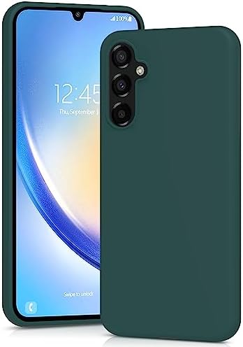 YATWIN Silicone Case for Samsung Galaxy A34 5G, Soft-Touch, Shockproof, DustProof, Antiskid Full Body Armour Phone Cover for Samsung Galaxy A34 5G - Dark Green