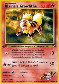 Pokemon - Blaine39;s Growlithe (35/132) - Gym Heroes