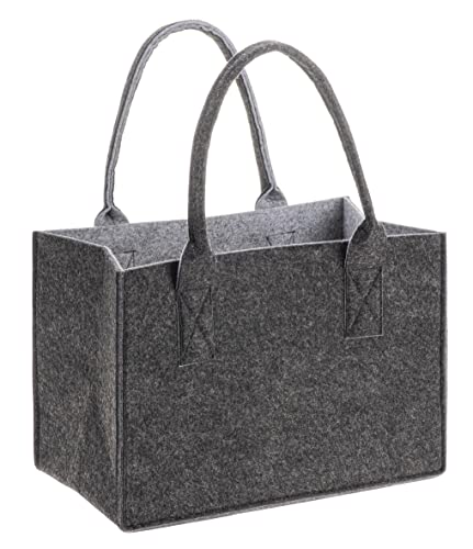 GLOREX 6 1212 271 - Sac en feutre au look moderne, environ 26 x 38 x 24 cm en anthracite/gris, sac de courses pour ranger et transporter des aliments, facile d'entretien Cover