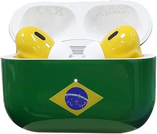 Merlin Craft Customized Apple AirPods Pro 3 Wireless Earbuds Flag Inspired Brazil Design, Custom Bluetooth Headphones (Brazil)