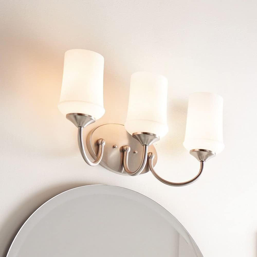 Kichler Aubrey 21" 3 Light Vanity Light with Satin Etched Cased Opal Glass in Brushed Nickel