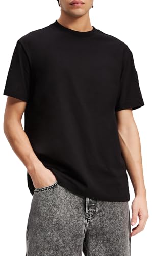 KARL LAGERFELD JEANS Herren Regular KurzarmT-Shirt Mit GummiPatch Normale Passform, Schwarz, XL
