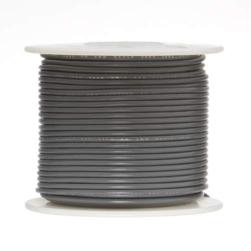 14 AWG Gauge UL1007 Solid Hook-Up Wire, 300V, 0.0641 Diameter, Gray, 1000' Length