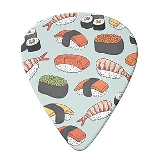 Sushi Lot de 6 médiators pour guitare acoustique, guitare électrique, basse, ukulélé – fins, moyens et épais. – Image 3