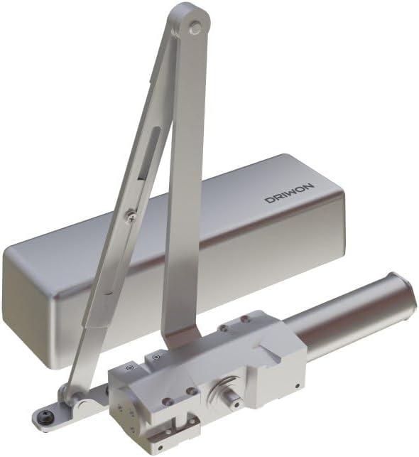Commercial Extra Heavy Duty Hydraulic Door Closer - DRIWON DN-9500 Silver - Sturdy Cast Iron Body, Steel Arm, Attractive Powder Coated Finish, Adjustable for High Traffic