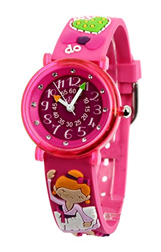 Baby records - Reloj de Cuarzo para niña, Correa de plástico Color Rosa