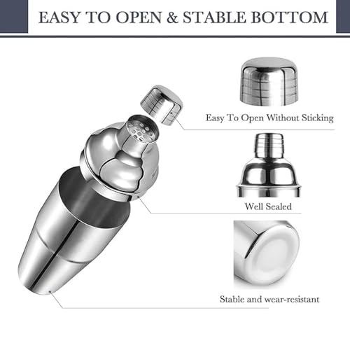 اماتير شيكر كوكتيل 24 اونصة، خلاط مارتيني من الستانلس ستيل بدرجة 18/8، مصفاة مدمجة، مجموعة نادل