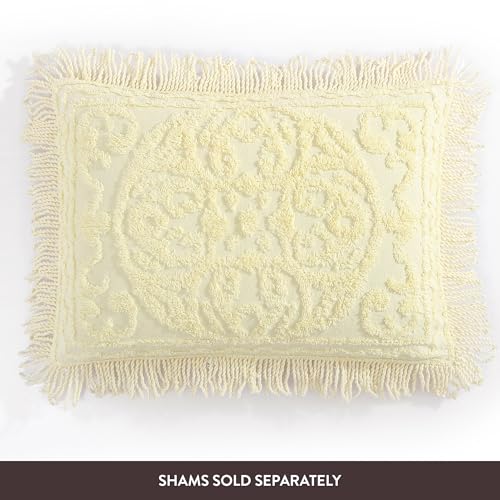 Image of Beatrice Home Fashions Medallion Twin Cotton Chenille Bedspread, Yellow