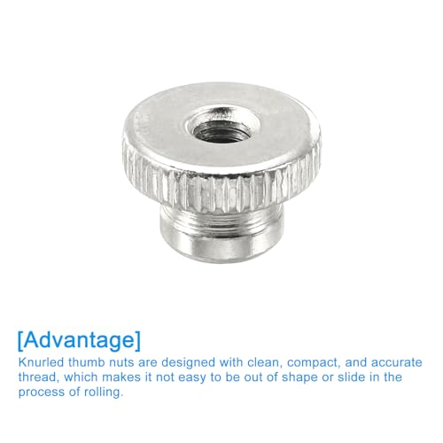QUARKZMAN Gerändelte Daumenmuttern, 12 Stück M5 Muttern aus Kohlenstoffstahl mit hohem Kopf und Durchgangsloch, Silber