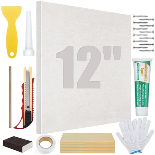 22 Pcs Drywall Repair Kit with 12x12x1/2 Drywall Repair Panel, Sheetrock Hole Patch Kit with Wall Patching Paste, Sanding Block, Putty Knives, to Fill Large Holes for Home Wall Surface Ceiling