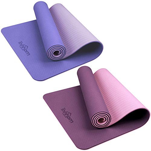 Yoga Mat innhom Non Slip Yoga Mats for Women Men Thick Exercise Mat for Yoga Pilates Workout Mat for Yoga Home Gym Fitness Mat with Carrying Strap, 5/16 inch, Dark Purple/Pink and Dark/light Violet