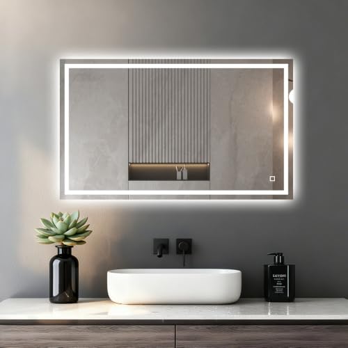 Miroir LED Réversible pour Salle de Bain 60x80 cm - Anti-Buée avec Interrupteur Tactile