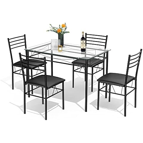 Tangkula Dining Table Set, 5 Pieces Dining Set Cover