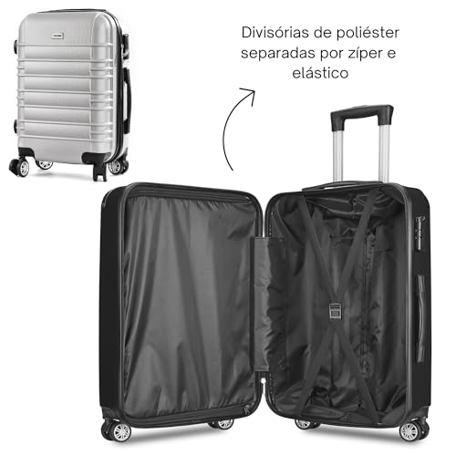 Kit Mala de Viagem Contendo 1 Mala de Bordo 10Kg e 1 Mala de Viagem Grande 23Kg. Com Rodinhas, Cadea