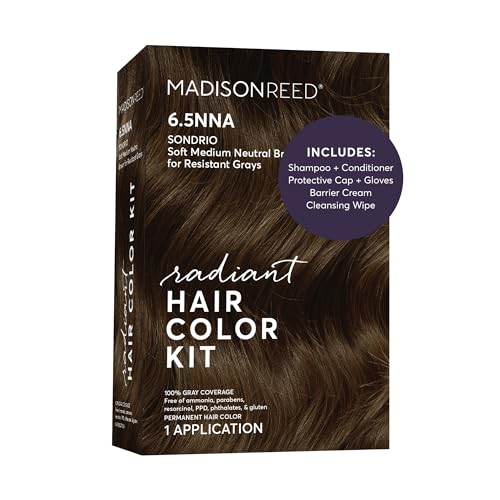 Madison Reed Radiant Hair Color Kit - 6.5NNA Medium Neutral Brown (Sondrio), Permanent Hair Dye for Resistant Grays, 100% Gray Coverage | PPD-Free &...