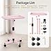 VERYTOP Back-Saving Salon Tray on Wheels, Adjustable Height (25-36inch) Rolling Cart for Hair Stylists, Tattoo Artists, Lash Techs—Spa Clinic Home Salon Trolley (36inch-Pink, 12.3×16inch)
