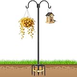 Netuaoo Double Shepherd Hooks for Outdoor 92 Inch Bird Feeder Pole with 5 Prong Base 18.3 inches Wide Shepherds Hook for Bird Feeder Heavy Duty Shepherds Hook for Hanging Bird Nest, Plant Baskets