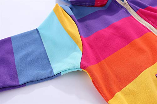 Image of Mud Kingdom Boy Zip Up Hoodie Sweatshirt with Hood Rainbow Patchwork