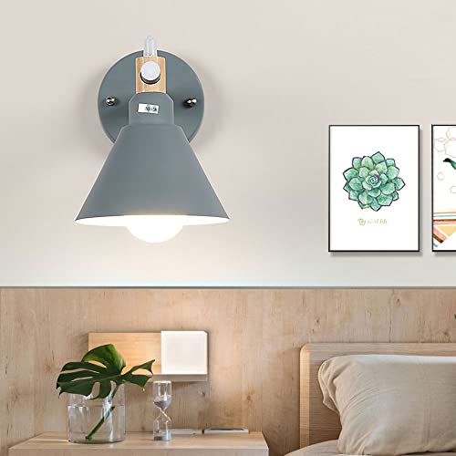 Lámpara de pared E27 de madera maciza y metal para el dormitorio 3