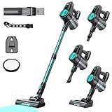 Blozor N3T Cordless Vacuum Cleaner,Wireless Stick Vacuum with 40mins Runtime,Self-Standing,Anti-Tangle Brush,Rechargeable Lightweight Vacuum Cleaner for Home,Hardwood Floor,Pet Hair, Carpet-Cyan Green