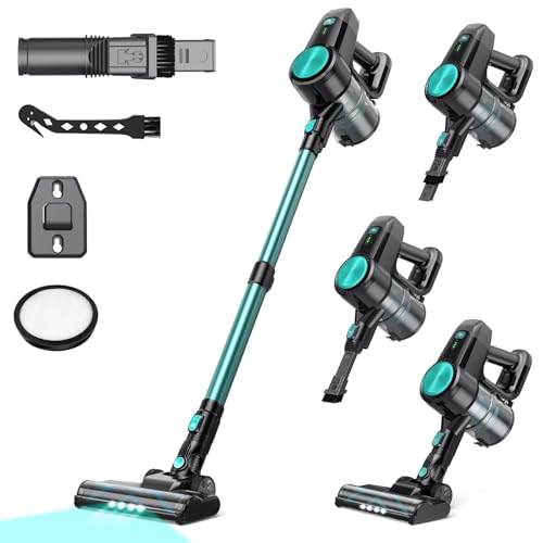 Blozor N3T Cordless Vacuum Cleaner,Wireless Stick Vacuum with 40mins Runtime,Self-Standing,Anti-Tangle Brush,Rechargeable Lightweight Vacuum Cleaner for Home,Hardwood Floor,Pet Hair, Carpet-Green