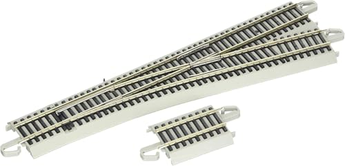 Aiguillage Ho Bachmann E-Z Command Haut de Gamme en Nickel Argenté avec Ballast Gris