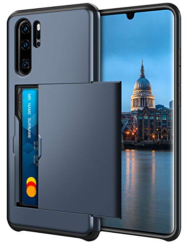 Custodia In Vera Pelle AMEEGO Per Huawei P30 Pro, Con Supporto, Slot Per Carte E Chiusura Magnetica, Interno Beige, Colore Nero - 2