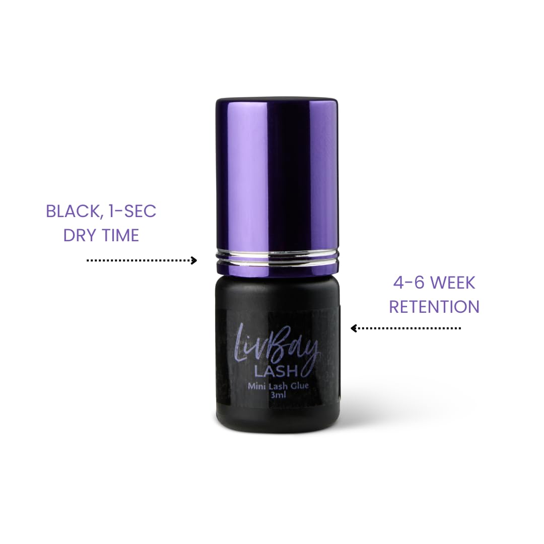 LivBay Supplies Mini Mama Adhesive, Black, 1 Second Dry Time, 4-6 Week Retention, 3ml