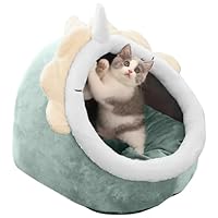 PETCUTE Kattenbedden voor binnenkatten, zacht huisdierenbed met hangend teaserspeelgoed, kattennestbed met afneembaar kussen, antislip, kattenhuis, warm kattenhuis, slaapbed voor katten, puppy PETCUTE Kattenbedden voor binnenkatten, zacht huisdierenbed met hangend teaserspeelgoed, kattennestbed met afneembaar kussen, antislip, kattenhuis, warm kattenhuis, slaapbed voor katten, puppy