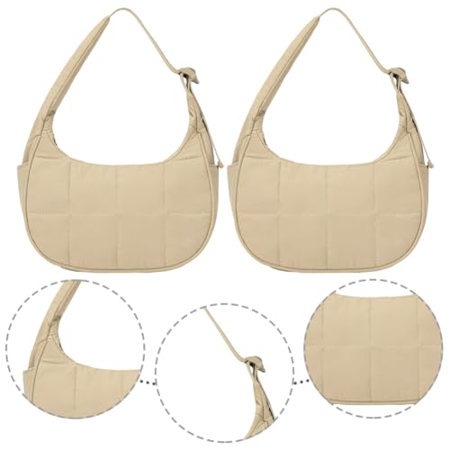 Quilted Puffer Crescent Bag for Women Nylon Shoulder Handbag with Zipper, Casual Underarm Purse for Shopping, Parties & Gifts2