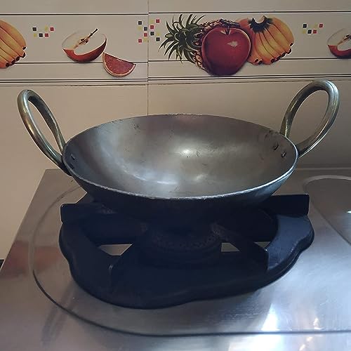Image of Kadhai (Small-625 ml, Dia-19 cm, Grey) Cooking and Deep Frying Rustic Iron