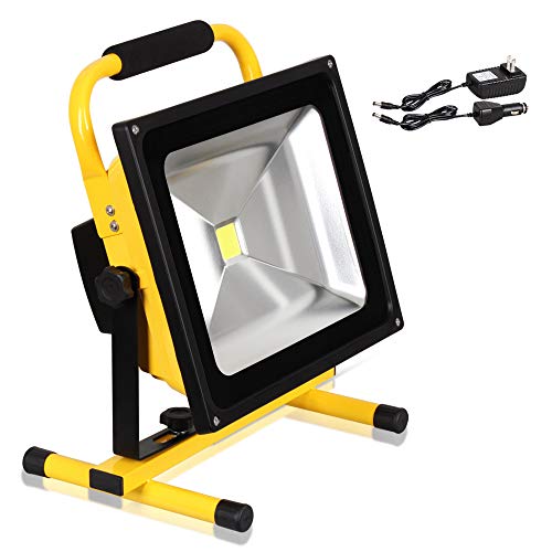 T-SUN 50W LED Work Light, Rechargeable Portable Flood Light， Waterproof Security Emergency Light for Outdoor, Camping, Working