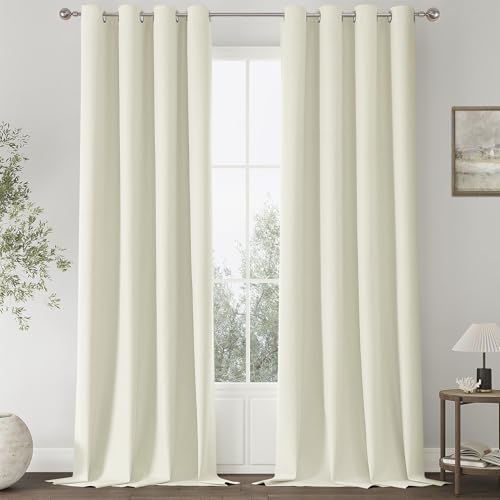 ChrisDowa Ivory Blackout Curtains 102 Inches Long 2 Panels for Bedroom