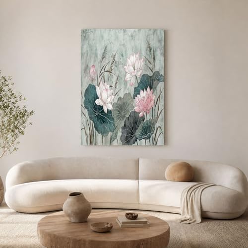 Tableau zen de fleurs de lotus pour créer un salon apaisant et une chambre relaxante 70x100