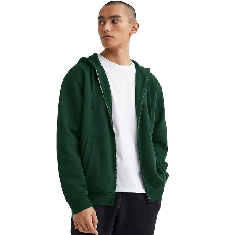 Image of Koverify Plain Chain Hooded Zipper Jacket for Men