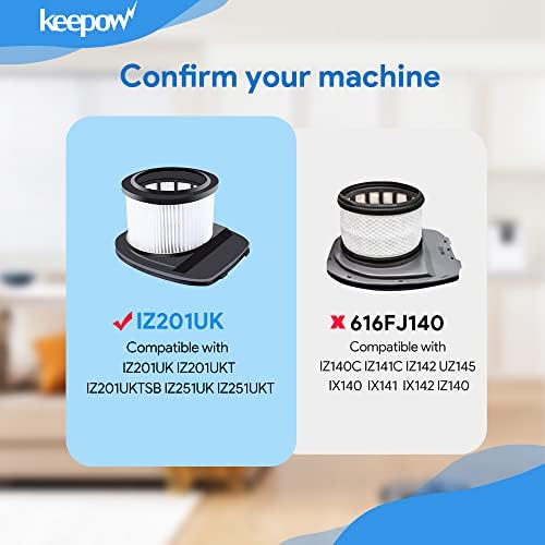 KEEPOW IZ201UK Filter Set Replacement for Shark IZ201UK, IZ201UKT, IZ201UKTSB, IZ251UK, IZ251UKT Cordless Stick Vacuum Cleaner Replacement Filters Parts